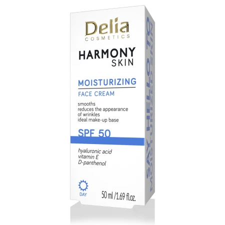 Crema de fata hidratanta cu SPF50 Harmony Skin, 50ml, Delia Cosmetics