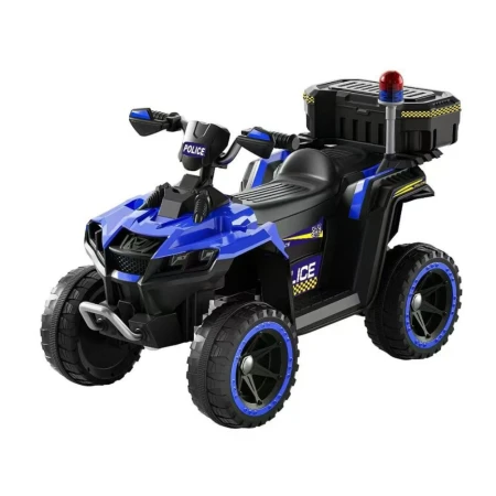 ATV electric pentru copii 3-6 ani, Kinderauto Police, 80W, 12V 7Ah, echipare premium, albastru