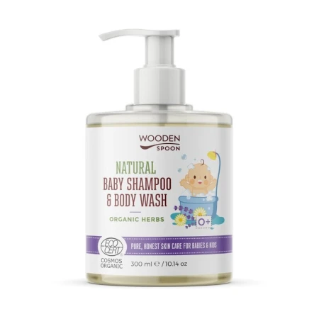 Sampon si gel de dus pentru copii si bebelusi organic herbs ecologic 300ml Wooden Spoon