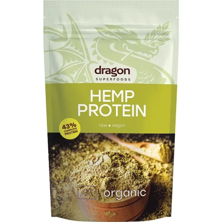 Pudra proteica din canepa raw bio fara gluten, 200g, Dragon Superfoods