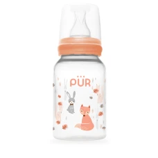 Biberon cu desen piersica 0-3 luni, 125ml, PUR