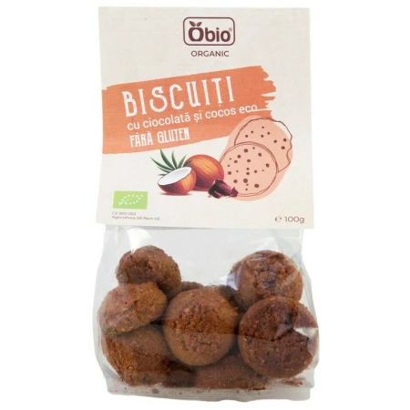 Biscuiti cu ciocolata si cocos bio 100g Obio
