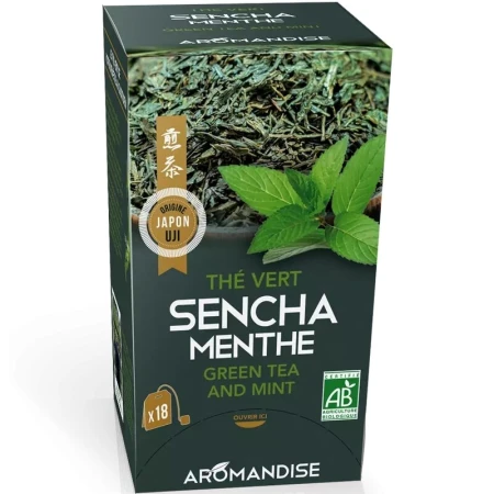 Ceai verde sencha cu menta bio 18dz x 2g 36g Aromandise