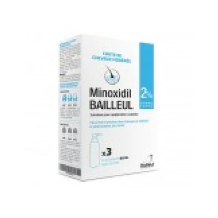 Solutie Cresterea Parului, BAILLEUL, Minoxidil 2%, Pulverizator Inclus, 3x 60ml