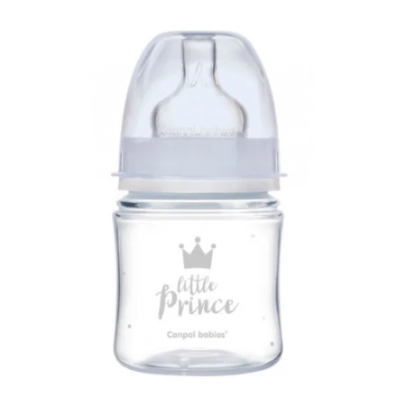 Biberon albastru anticolici cu gat larg PP EasyStart Royal Baby, 120ml, Canpol babies