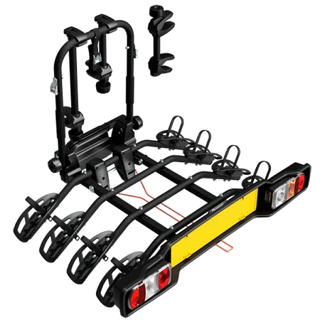 Suport pentru 4 biciclete, Peruzzo Parma 706/4N, cu prindere pe carligul de remorcare, Negru