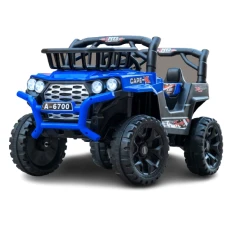 Masinuta electrica 4x4, pentru 2-4 ani, Kinderauto CAPE-X, 100W, 12V, scaun tapitat, culoare albastra