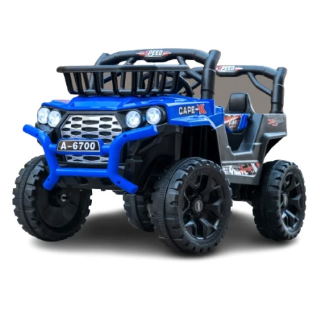 Masinuta electrica 4x4, pentru 2-4 ani, Kinderauto CAPE-X, 100W, 12V, scaun tapitat, culoare albastra