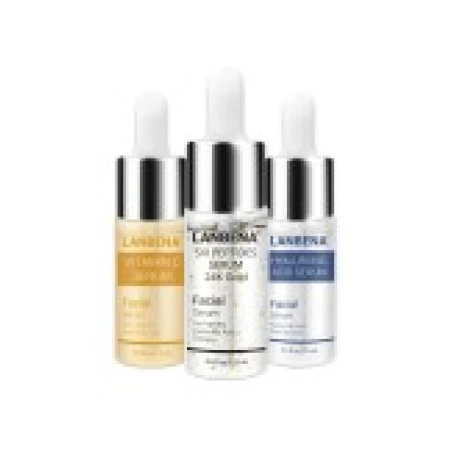 Set Seruri, Lanbena, Vitamina C, Acid Hialuronic, Peptide Colagen, Anti Imbatranire, Revitalizant, Hidratare Completa, 3x 15ml