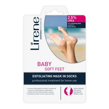 Sosete exfoliante 2.5% uree Baby Soft Feet Foot Care, 17ml, Lirene