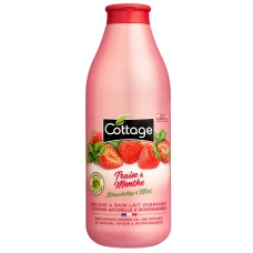 Gel de dus si lapte de baie cu extract de capsuni si menta, 750ml, Cottage
