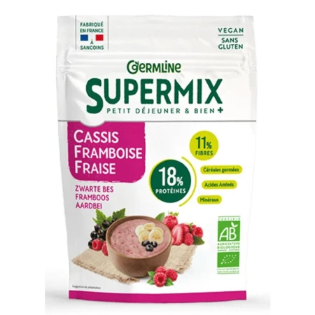 Supermix pentru mic dejun cu coacaze negre, zmeura si capsuni bio 350g Germline