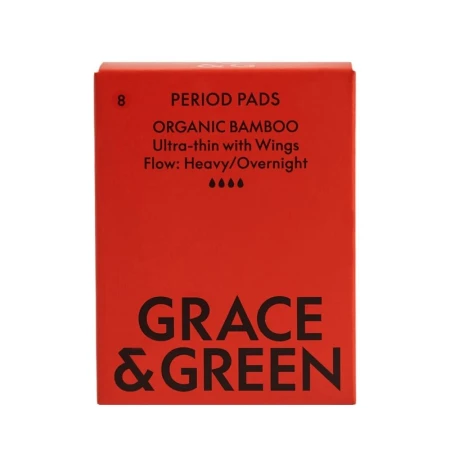 Absorbante din bambus organic pentru noapte (8 buc), Grace and Green