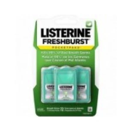 Set Benzi, Listerine, Pocket Packs, Fresh Burst, impotriva Respiratiei Urat Mirositoare, Fara Zahar, 3x 24 benzi