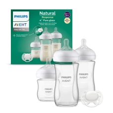 Set biberoane sticla Natural Response SCD878/11, 1x120ml + 2x240ml + 1x Suzeta, Philips Avent