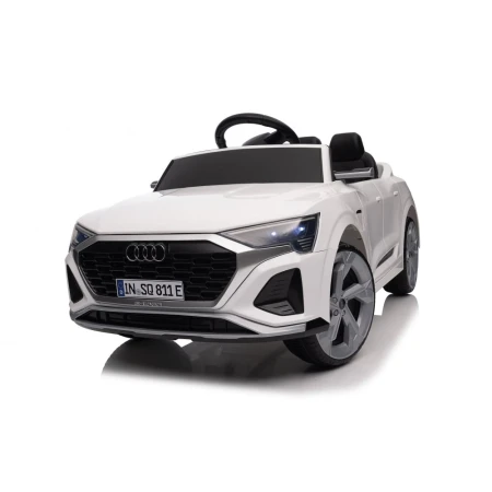 Masinuta electrica copii 2-4 ani, Audi SQ8, 70W, 12V cu roti moi si scaun tapitat, telecomanda, alba