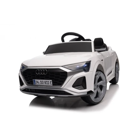 Masinuta electrica copii 2-4 ani, Audi SQ8, 70W, 12V cu roti moi si scaun tapitat, telecomanda, alba