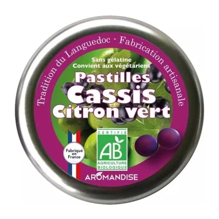 Bomboane artizanale cu lime si coacaze negre bio, 45g, Aromandise