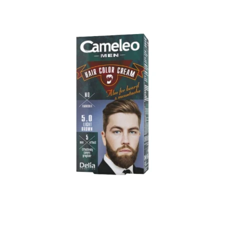 Vopsea de par pentru barbati Cameleo 5.0 Light Brown, 60ml, Delia Cosmetics