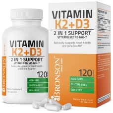 Vitamina K2 90mcg + Vitamina D3 5000UI, 120 capsule, Bronson Laboratories