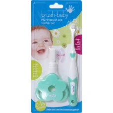 Pachet Prima mea periuta + Prima mea suzeta pentru igiena orala 0-18 luni, BrushBaby