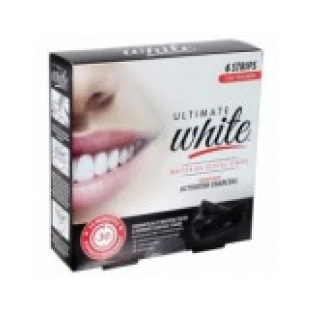Cutie 3x Benzi Albirea Dintilor, Brush Buddies, Ultimate White Charcoal, cu Ulei de Cocos, 10% Concentratie, Tratament 3 Zile