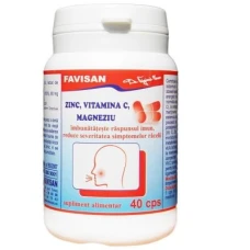 Zinc cu Vitamina C si Magneziu, 40 cps, Favisan