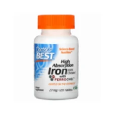 Supliment Alimentar, Doctor's Best, Absorbtie Rapida, Fier Chelat, Vegetarian, Fara Gluten si Soia, 120 tablete