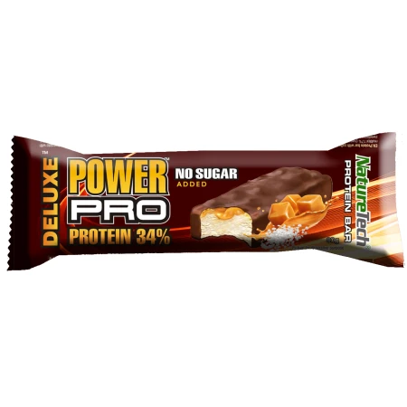 Baton energizant cu caramel sarat Power Pro Deluxe, 80g, Nature Tech