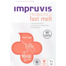 Probiotice Fast Melt cu aroma de piersica, 10 plicuri, Impruvis