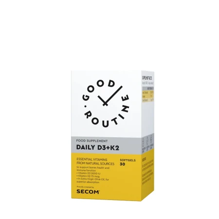 Daily Vitamina D3 2000UI + K2 75mcg Good Routine, 30 capsule moi, Secom