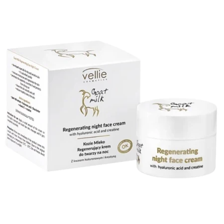 Crema regeneranta de noapte cu Acid Hialuronic Goat Milk, 50ml, Vellie