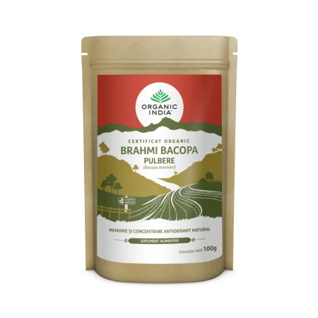 Pulbere tonic cerebral si memorie Brahmi-Bacopa, 100g, Organic India