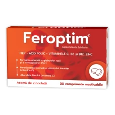 Feroptim cu aroma de ciocolata, 30 comprimate masticabile, Zdrovit