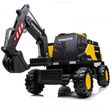 Excavator electric pentru copii Volvo 90W 12V, incarcator actionat electric, PREMIUM, culoare galben