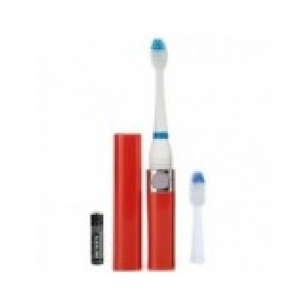 Periuta de Dinti Electrica, Travel Fun, pentru Calatorii, 2x Varfuri, 1x Acumulator Inclus, Culoare Rosie