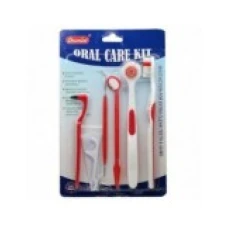 Kit Igiena Orala, Oramint, pentru Curatare Dinti si Limba, din 8 Piese, pentru Profilaxie, Culoare Rosie