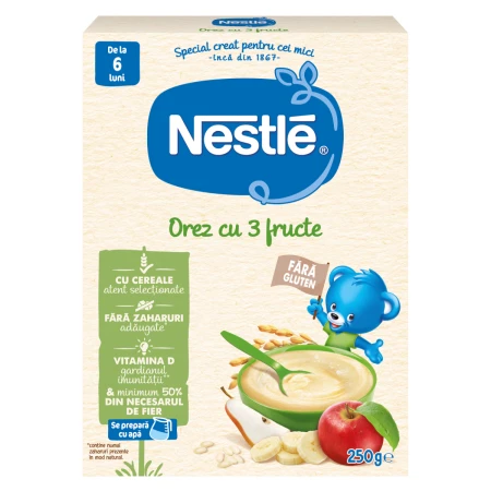 Cereale orez cu 3 fructe, 250g, Nestle