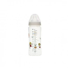 Biberon din sticla borosilicat cu gat larg 3 luni+ Baby, 300ml, Minut