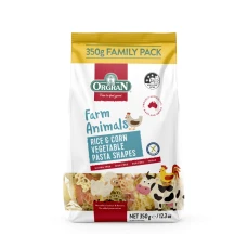 Paste in forma de animale din orez si porumb, 350g, Orgran