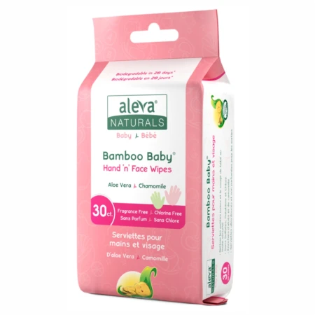 Servetele umede din fibre de bambus pentru maini si fata, 30 bucati, Aleva Naturals