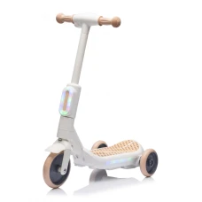 Trotineta electrica cu aburi si lumini pentru copii, cu 3 roti, stabila, Kinderauto Aquamist, 30W, 6V 4.5Ah, alba
