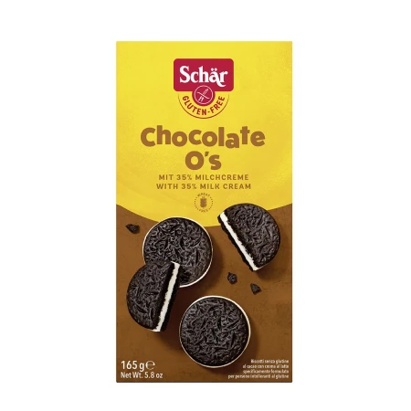 Biscuiti cu crema de lapte fara gluten Chocolate O’s, 165g, Schar