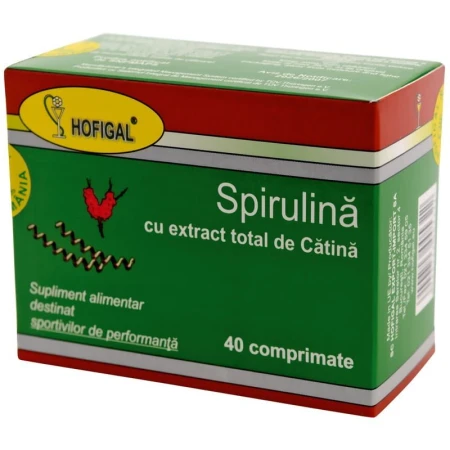 Spirulina cu extract total de catina, 40comprimate, Hofigal