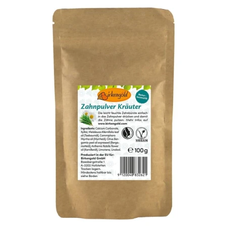 Pasta de dinti pudra cu musetel fara fluor refill, 100g, Birkengold