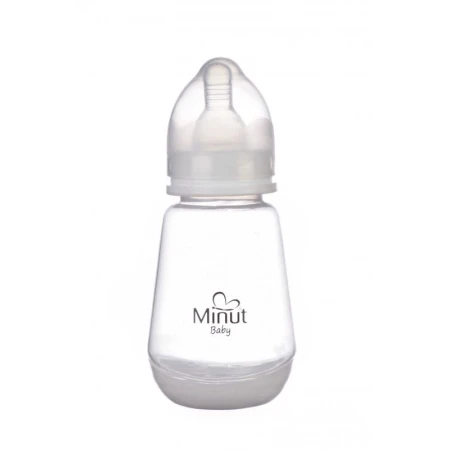 Biberon cu tetina din silicon si capac pentru 0+ Baby, 150ml, Minut