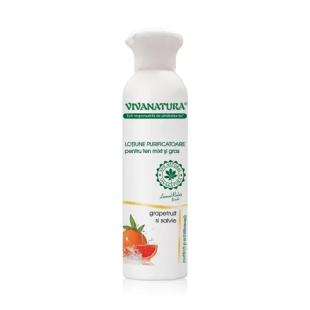 Lotiune purificatoare pentru ten mixt si gras cu grapefruit si salvie,150 mililitri, Vivanatura