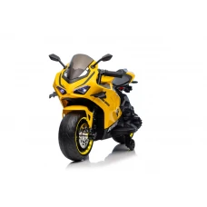 Motocicleta electrica pentru copii, Kinderauto BDQ888 70W 12V cu roti moi, Bluetooth, galbena