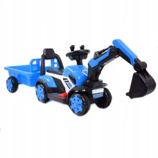 Mini excavator electric Kinderauto BJXZ219B 35W 6V,cu incarcator electric si remorca, albastru