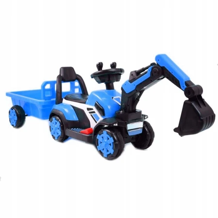 Mini excavator electric Kinderauto BJXZ219B 35W 6V,cu incarcator electric si remorca, albastru